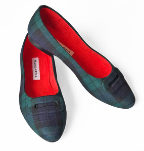 black watch harris tweed flat shoes