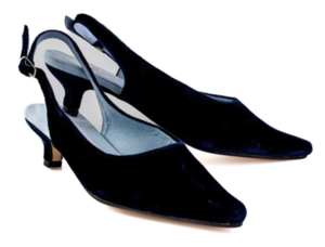 blue and black velvet shoes