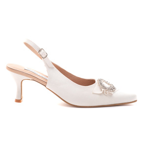 White Satin Wedding Slingbacks