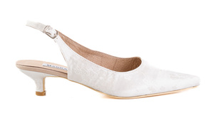 white satin kitten heel slingback wedding shoes