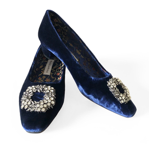 navy velvet shoes
