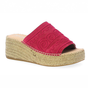 bright pink espadrille platform sandals